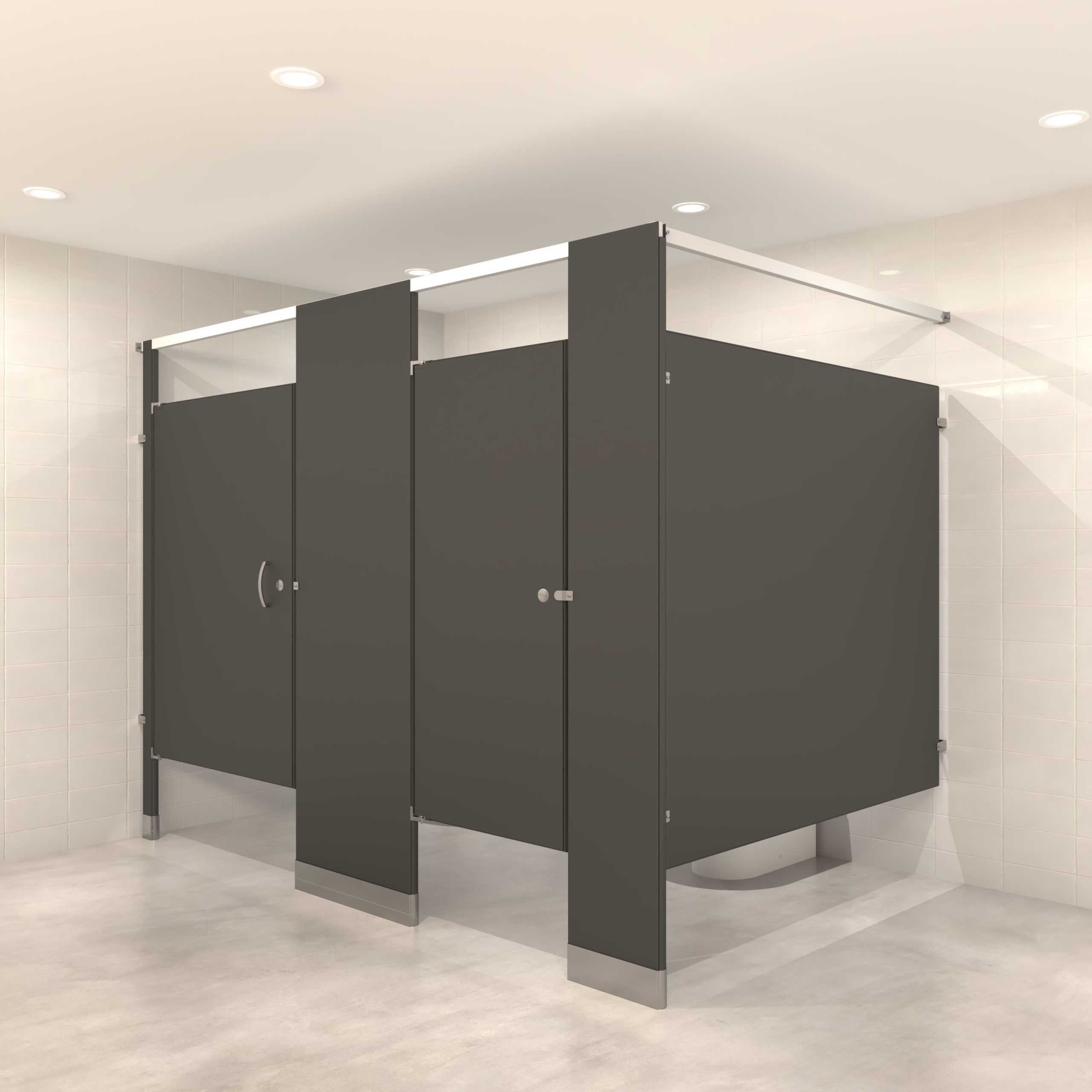 Powder-coated metal partitions