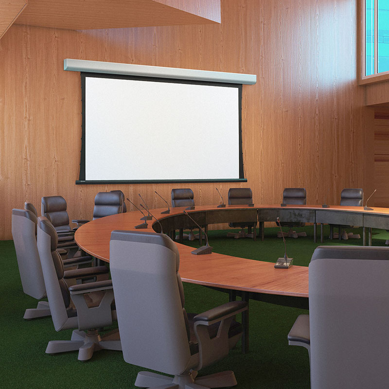 Commercial projection screen and equipment room